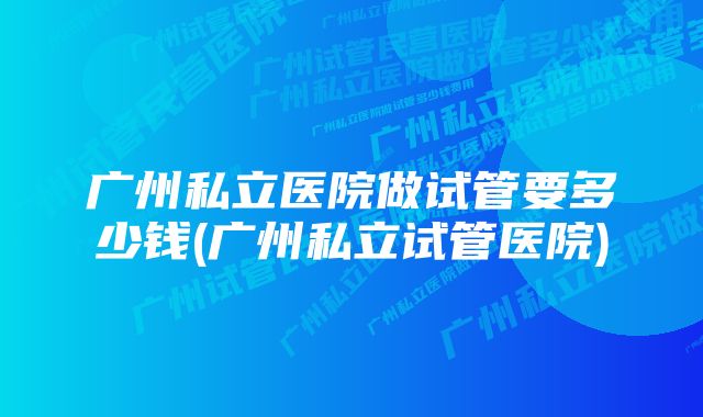 广州私立医院做试管要多少钱(广州私立试管医院)