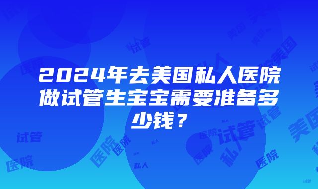 2024年去美国私人医院做试管生宝宝需要准备多少钱？