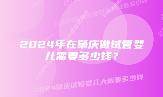 2024年在肇庆做试管婴儿需要多少钱？