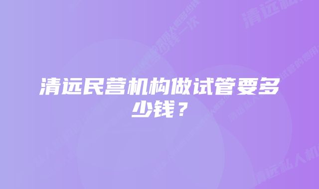 清远民营机构做试管要多少钱？