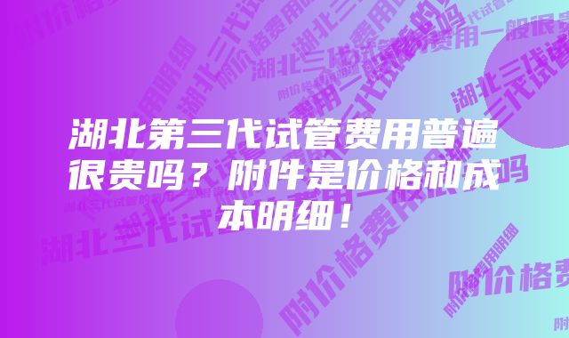 湖北第三代试管费用普遍很贵吗？附件是价格和成本明细！