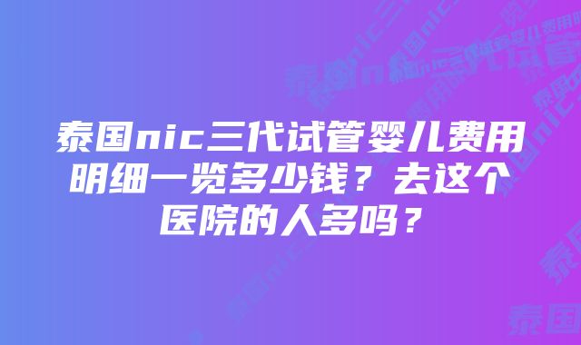 泰国nic三代试管婴儿费用明细一览多少钱？去这个医院的人多吗？