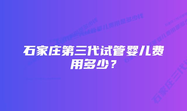 石家庄第三代试管婴儿费用多少？