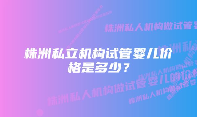 株洲私立机构试管婴儿价格是多少？