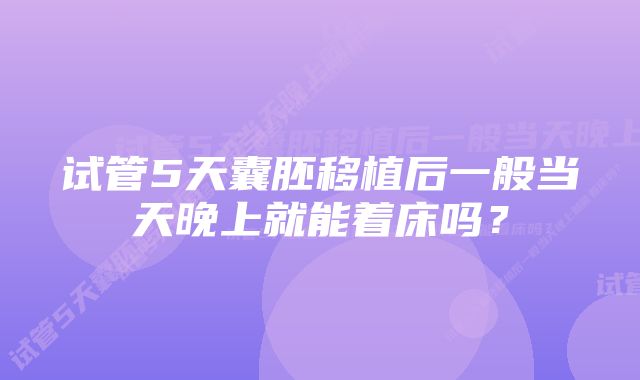 试管5天囊胚移植后一般当天晚上就能着床吗？