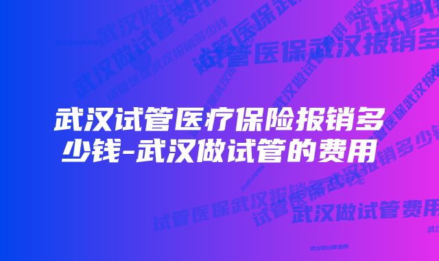 武汉试管医疗保险报销多少钱-武汉做试管的费用