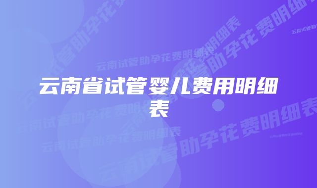 云南省试管婴儿费用明细表