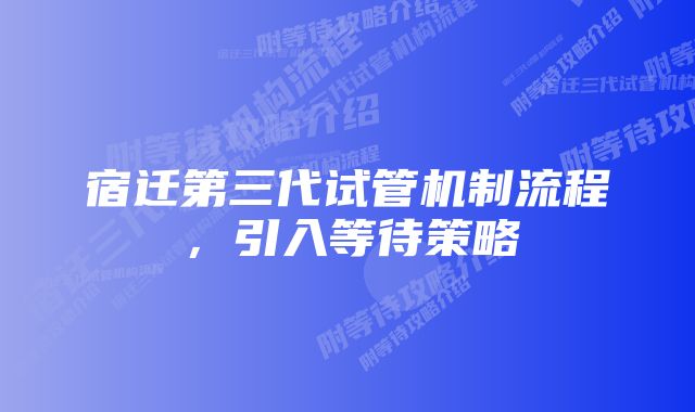 宿迁第三代试管机制流程，引入等待策略