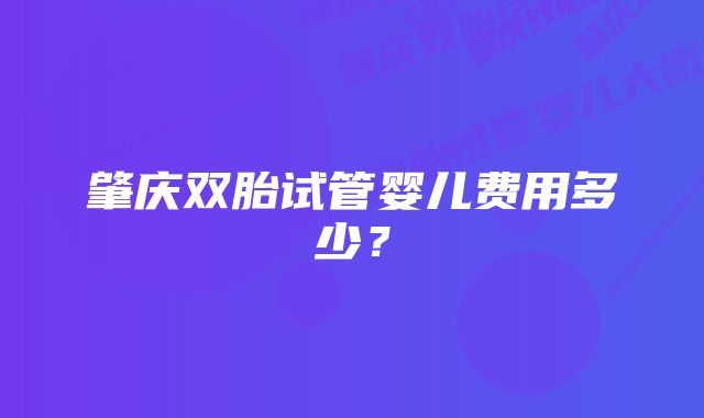 肇庆双胎试管婴儿费用多少？