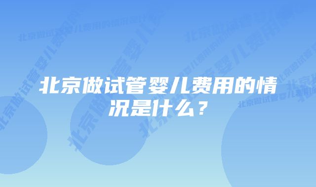 北京做试管婴儿费用的情况是什么？