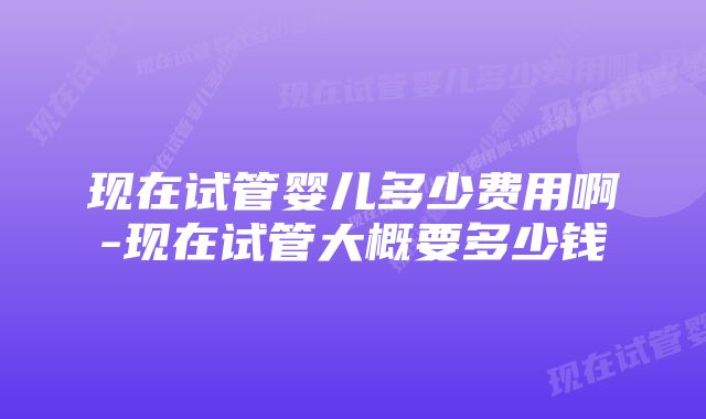 现在试管婴儿多少费用啊-现在试管大概要多少钱