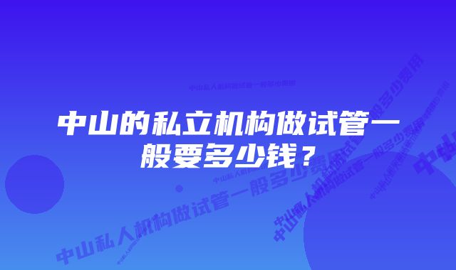 中山的私立机构做试管一般要多少钱？