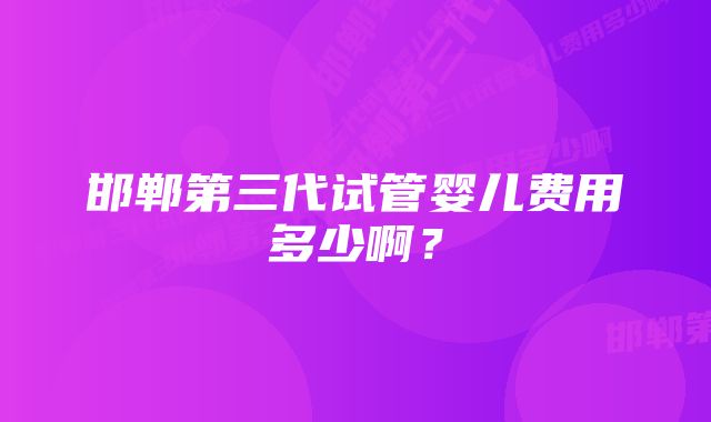 邯郸第三代试管婴儿费用多少啊？