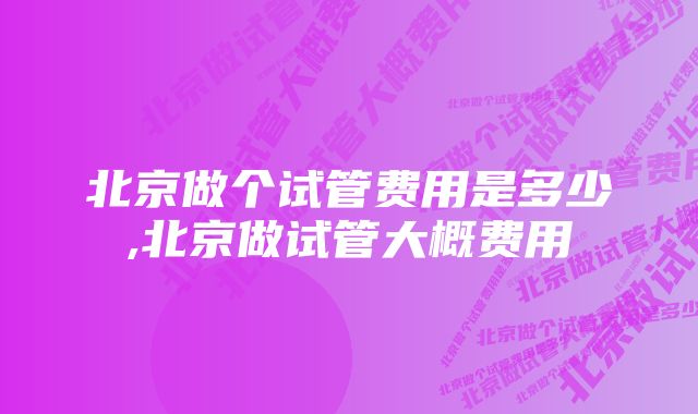 北京做个试管费用是多少,北京做试管大概费用