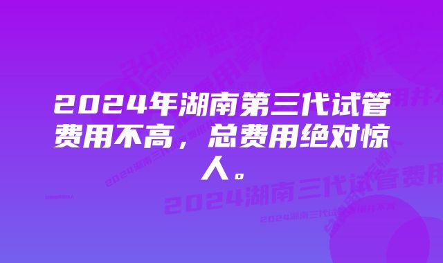 2024年湖南第三代试管费用不高，总费用绝对惊人。