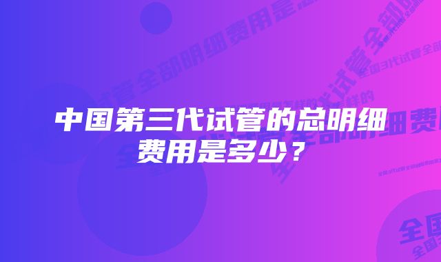 中国第三代试管的总明细费用是多少？