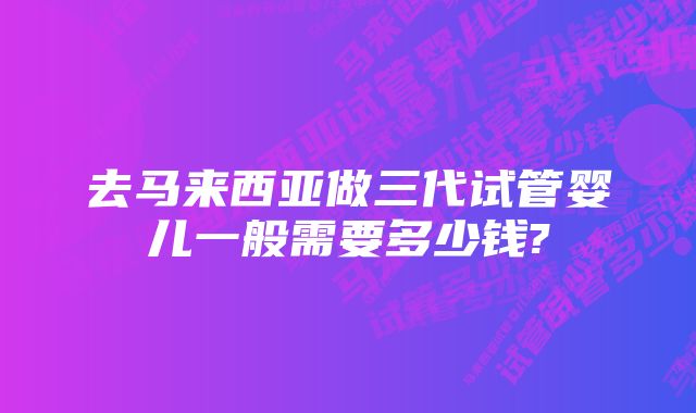 去马来西亚做三代试管婴儿一般需要多少钱?