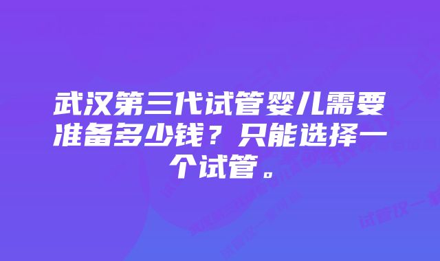 武汉第三代试管婴儿需要准备多少钱？只能选择一个试管。