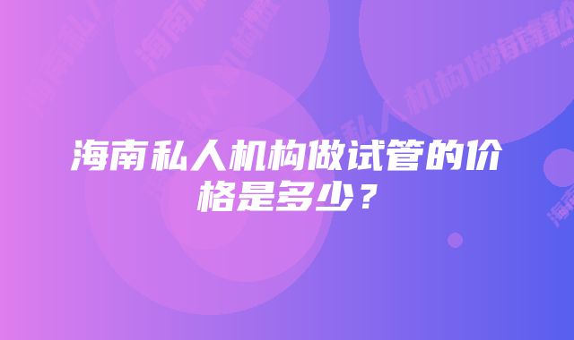 海南私人机构做试管的价格是多少？