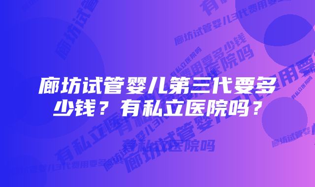 廊坊试管婴儿第三代要多少钱？有私立医院吗？