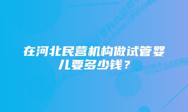 在河北民营机构做试管婴儿要多少钱？