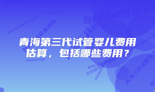 青海第三代试管婴儿费用估算，包括哪些费用？