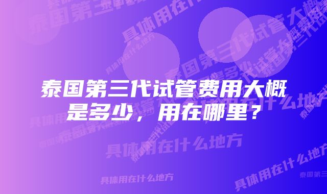 泰国第三代试管费用大概是多少，用在哪里？