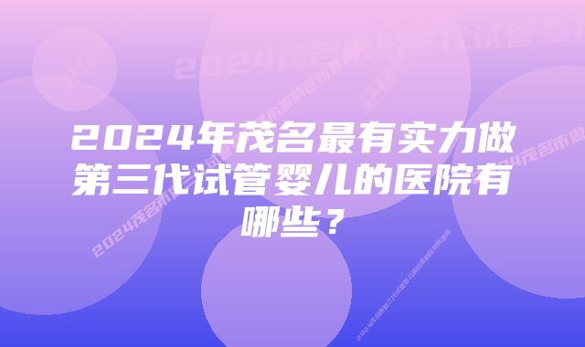 2024年茂名最有实力做第三代试管婴儿的医院有哪些？