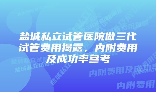 盐城私立试管医院做三代试管费用揭露，内附费用及成功率参考