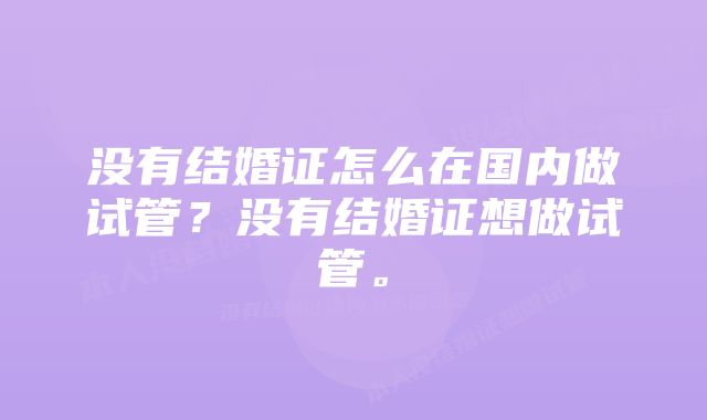 没有结婚证怎么在国内做试管？没有结婚证想做试管。