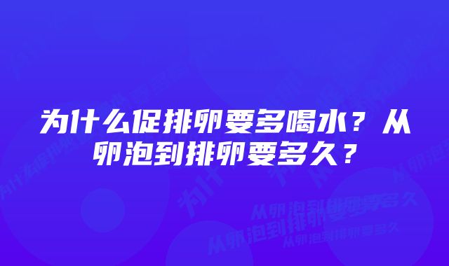 为什么促排卵要多喝水？从卵泡到排卵要多久？