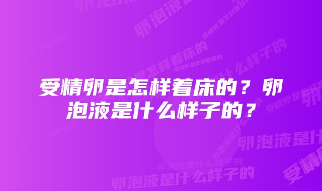 受精卵是怎样着床的？卵泡液是什么样子的？