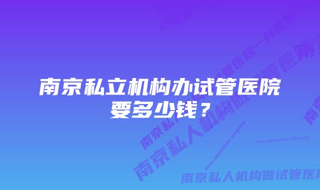 南京私立机构办试管医院要多少钱？