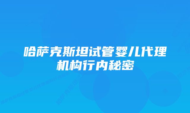 哈萨克斯坦试管婴儿代理机构行内秘密