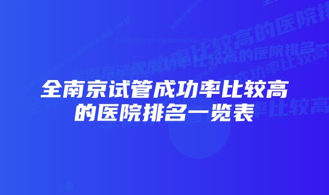 全南京试管成功率比较高的医院排名一览表