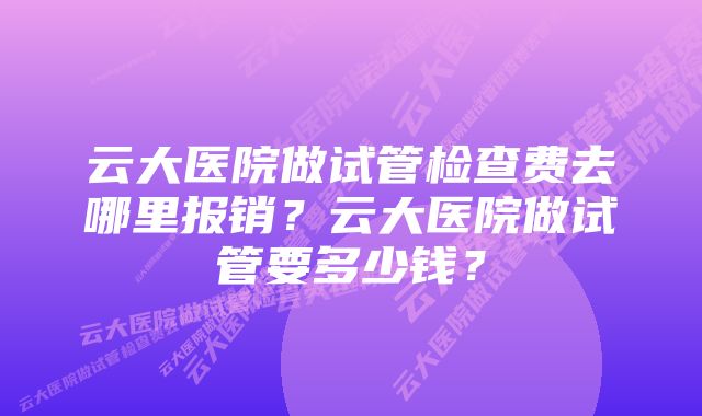 云大医院做试管检查费去哪里报销？云大医院做试管要多少钱？