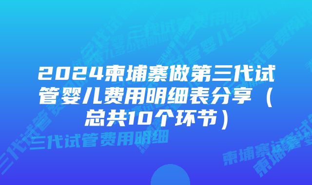 2024柬埔寨做第三代试管婴儿费用明细表分享（总共10个环节）