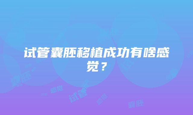 试管囊胚移植成功有啥感觉？