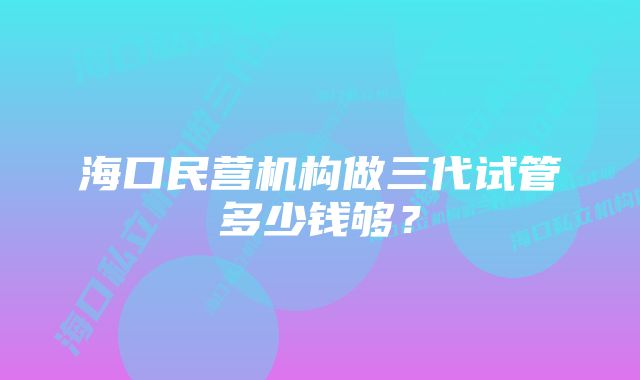 海口民营机构做三代试管多少钱够？