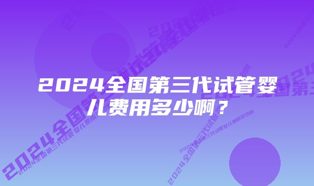 2024全国第三代试管婴儿费用多少啊？