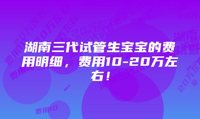 湖南三代试管生宝宝的费用明细，费用10-20万左右！