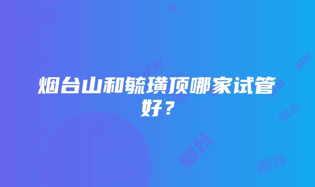 烟台山和毓璜顶哪家试管好？