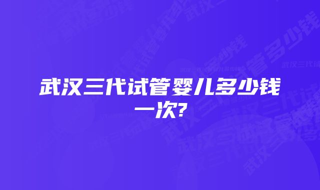 武汉三代试管婴儿多少钱一次?