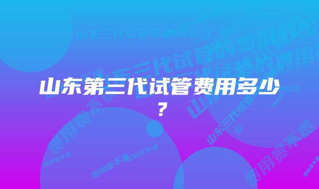 山东第三代试管费用多少？