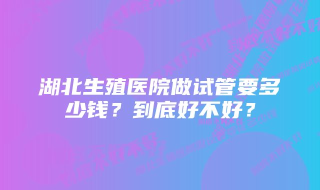 湖北生殖医院做试管要多少钱？到底好不好？