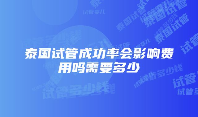 泰国试管成功率会影响费用吗需要多少