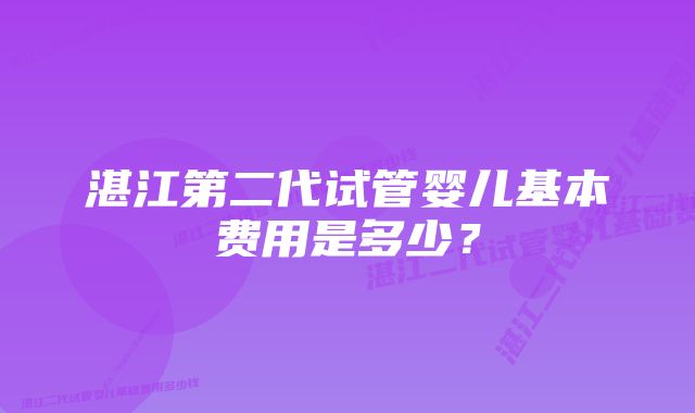 湛江第二代试管婴儿基本费用是多少？