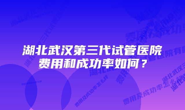 湖北武汉第三代试管医院费用和成功率如何？