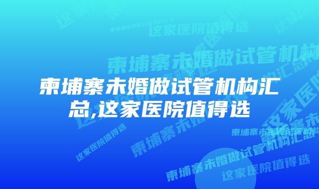 柬埔寨未婚做试管机构汇总,这家医院值得选