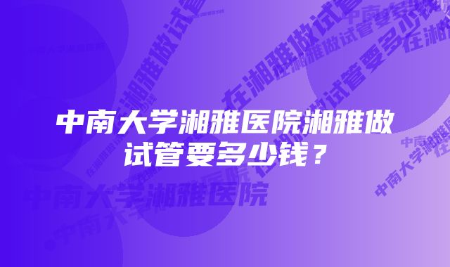 中南大学湘雅医院湘雅做试管要多少钱？